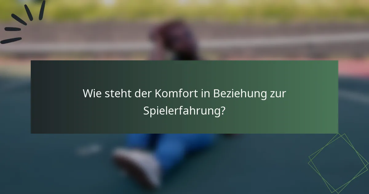 Wie steht der Komfort in Beziehung zur Spielerfahrung?